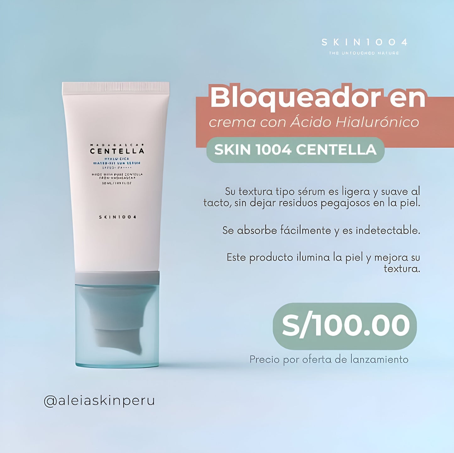 Bloqueador en crema con Ácido Hialuronico Hyalu Cica Water Fit Sun Serum SPF50